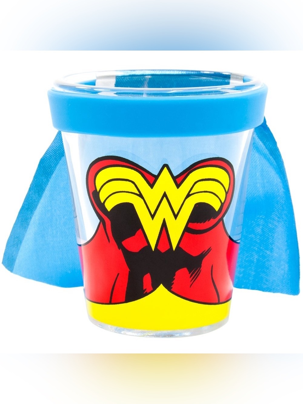Wonder Woman Shot Glass with Blue Cape DC Comics Superhero Novelty Glass